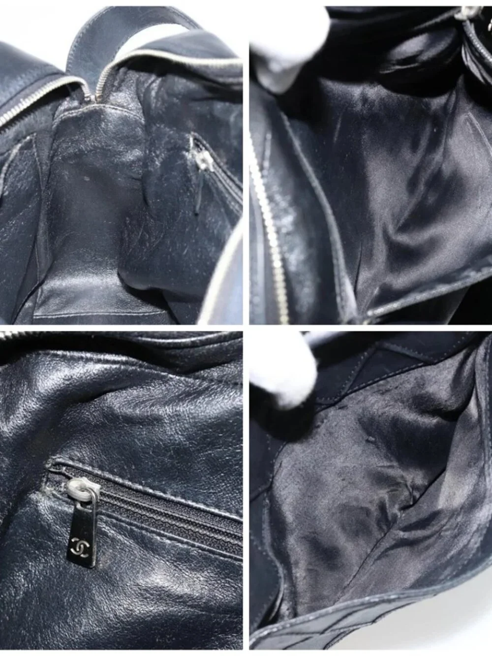CHANEL Bicolore Shoulder Bag Leather Black Silver CC Auth ka4426